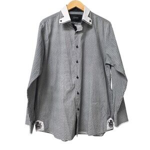 Coogi Luxe Button Front Shirt Men 2XL Black White Geometric Monogram Streetwear